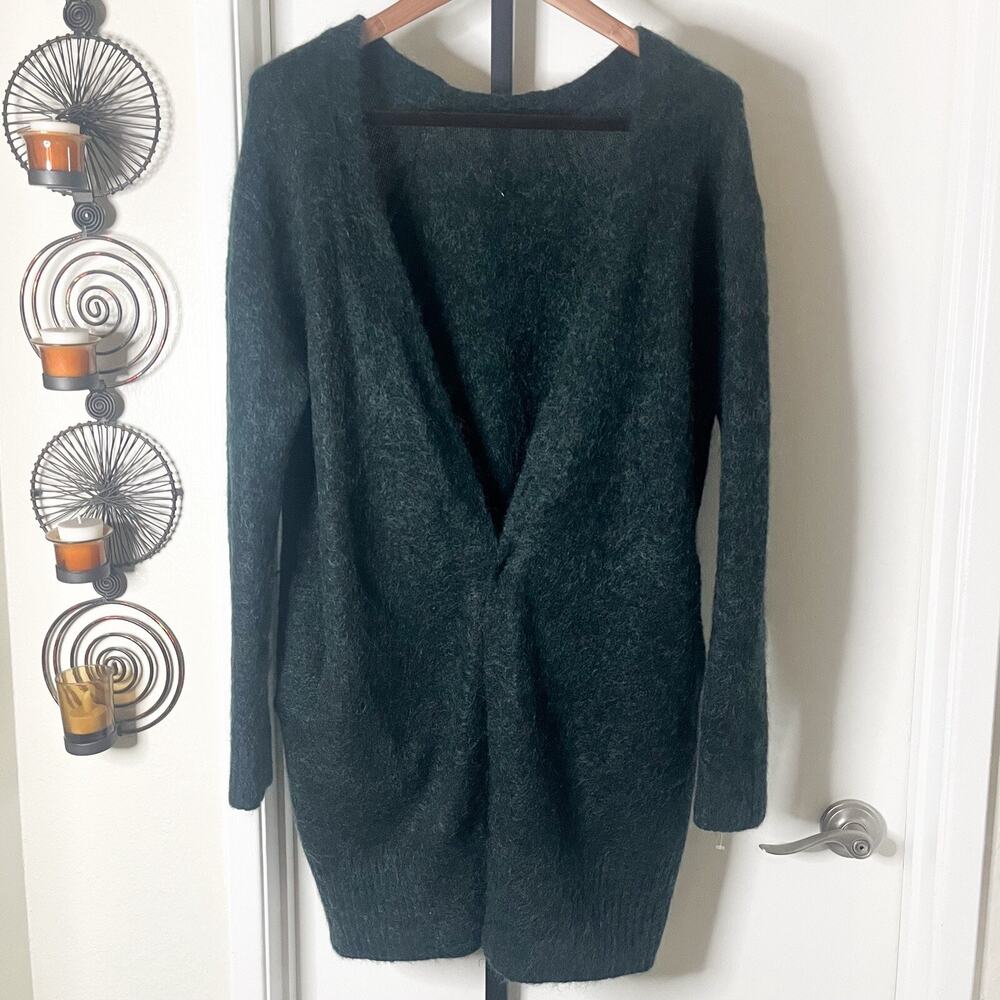 Thy Womens Mohair Wool Blend Open Front Cardigan Sweater Grunge - Green, Size M
